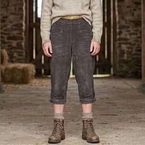 George Grey Suede Leather Capri Pants Boys Lederhosen Oktoberfest Germany Y2K S